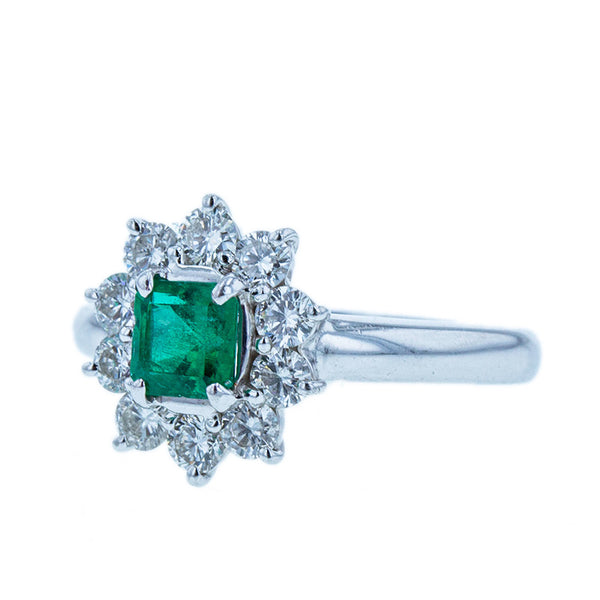 Pt900 プラチナ エメラルド0.519ct ダイヤ0.62ct リング 指輪 レディース 11.5号 【中古】