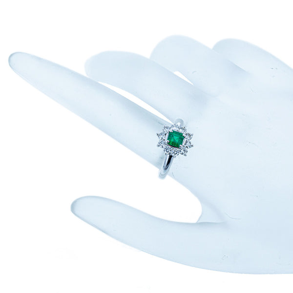 Pt900 プラチナ エメラルド0.519ct ダイヤ0.62ct リング 指輪 レディース 11.5号 【中古】