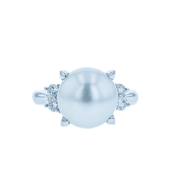 Pt900 プラチナ シロチョウパール11.4mm ダイヤ0.26ct リング 指輪 レディース 9.5号 【中古】