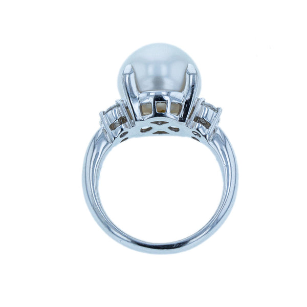 Pt900 プラチナ シロチョウパール11.4mm ダイヤ0.26ct リング 指輪 レディース 9.5号 【中古】