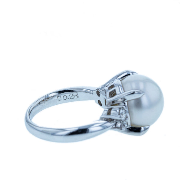 Pt900 プラチナ シロチョウパール11.4mm ダイヤ0.26ct リング 指輪 レディース 9.5号 【中古】