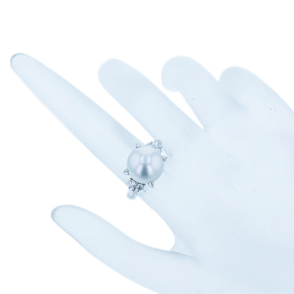 Pt900 プラチナ シロチョウパール11.4mm ダイヤ0.26ct リング 指輪 レディース 9.5号 【中古】