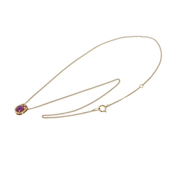 K18YG イエローゴールド ルビー0.74ct ダイヤ ネックレス レディース 【中古】