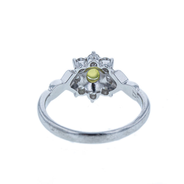 Pt900 プラチナ クリソベリルキャッツアイ0.512ct ダイヤ0.34ct リング 指輪 レディース 12号 【中古】