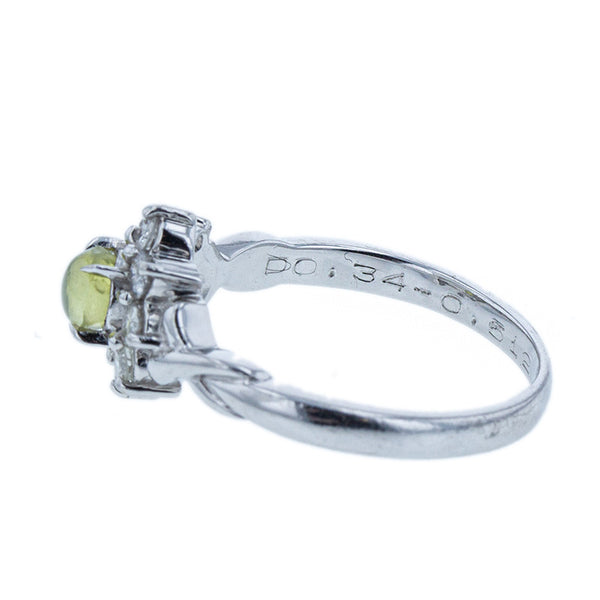 Pt900 プラチナ クリソベリルキャッツアイ0.512ct ダイヤ0.34ct リング 指輪 レディース 12号 【中古】