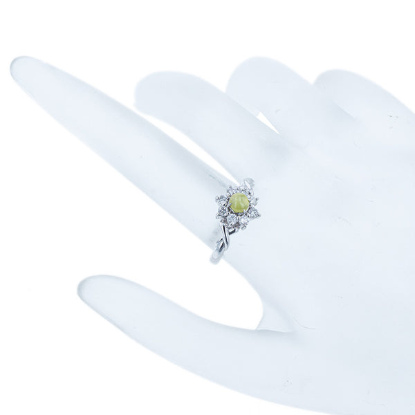 Pt900 プラチナ クリソベリルキャッツアイ0.512ct ダイヤ0.34ct リング 指輪 レディース 12号 【中古】