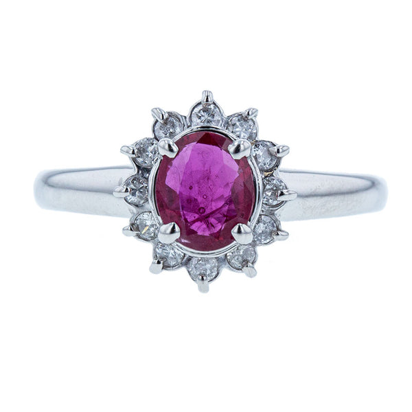 Pt900 プラチナ ルビー0.65ct ダイヤ0.15ct リング 指輪 レディース 12.5号 【中古】