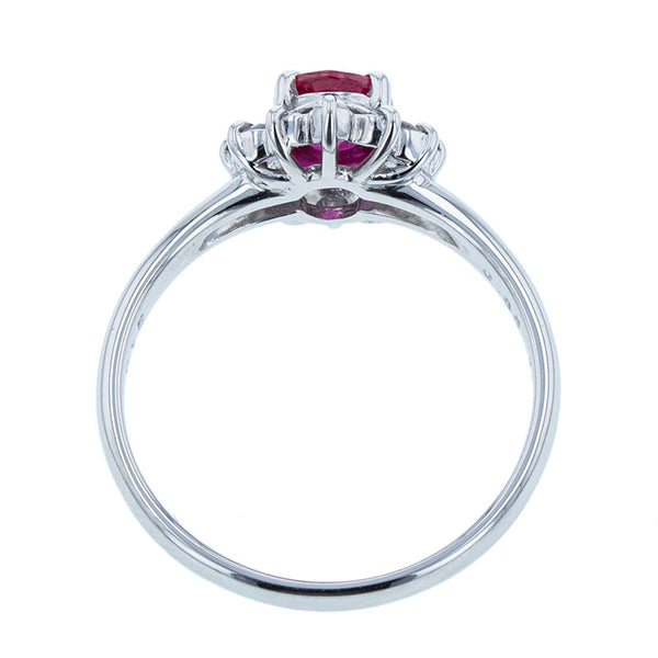 Pt900 プラチナ ルビー0.65ct ダイヤ0.15ct リング 指輪 レディース 12.5号 【中古】