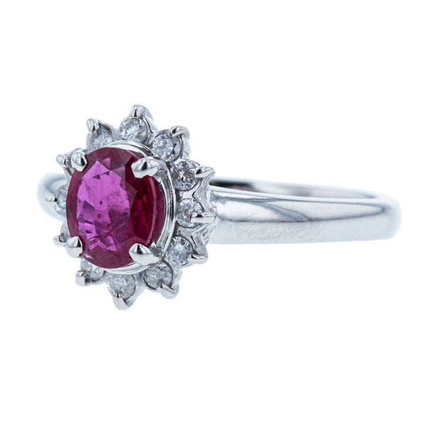 Pt900 プラチナ ルビー0.65ct ダイヤ0.15ct リング 指輪 レディース 12.5号 【中古】