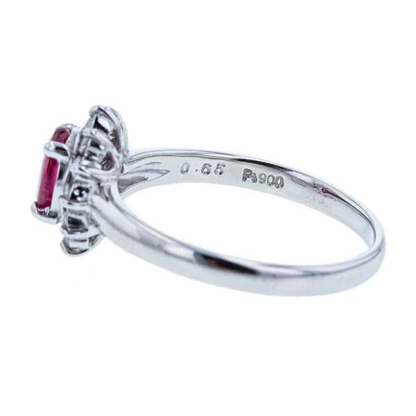 Pt900 プラチナ ルビー0.65ct ダイヤ0.15ct リング 指輪 レディース 12.5号 【中古】
