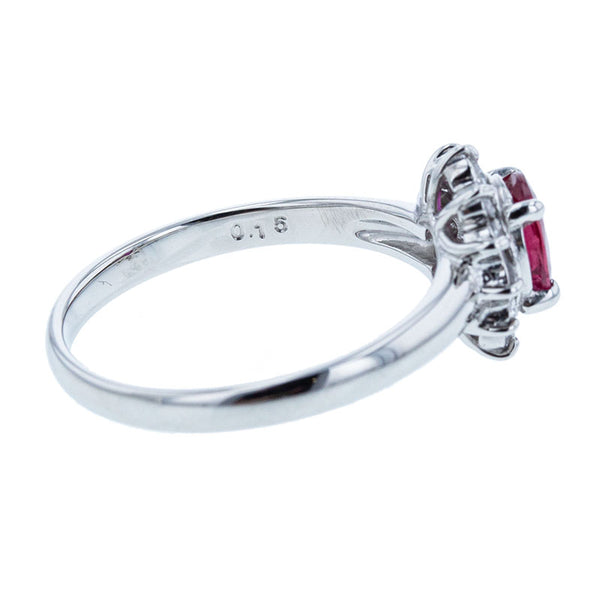 Pt900 プラチナ ルビー0.65ct ダイヤ0.15ct リング 指輪 レディース 12.5号 【中古】