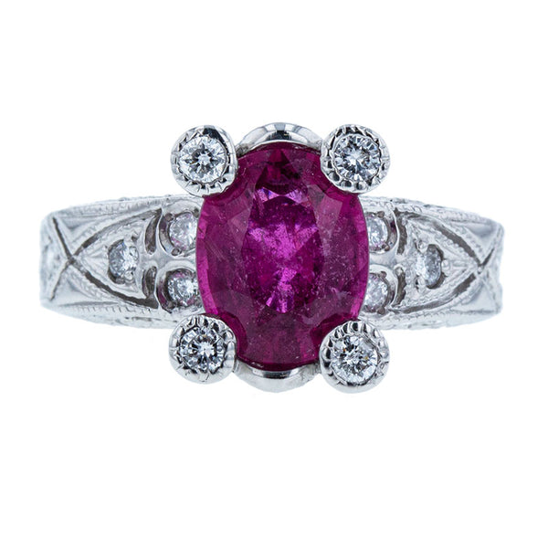 Pt900 プラチナ トルマリン1.85ct ダイヤ0.52ct リング 指輪 レディース 11号 【中古】