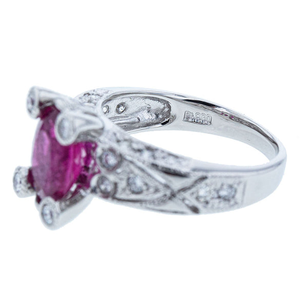 Pt900 プラチナ トルマリン1.85ct ダイヤ0.52ct リング 指輪 レディース 11号 【中古】