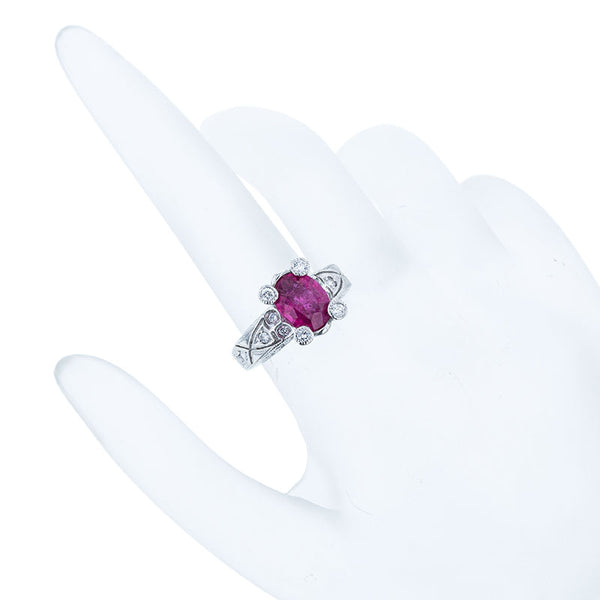 Pt900 プラチナ トルマリン1.85ct ダイヤ0.52ct リング 指輪 レディース 11号 【中古】