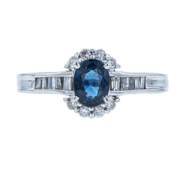 Pt900 プラチナ サファイア0.88ct ダイヤ0.40ct リング 指輪 レディース 14号 【中古】
