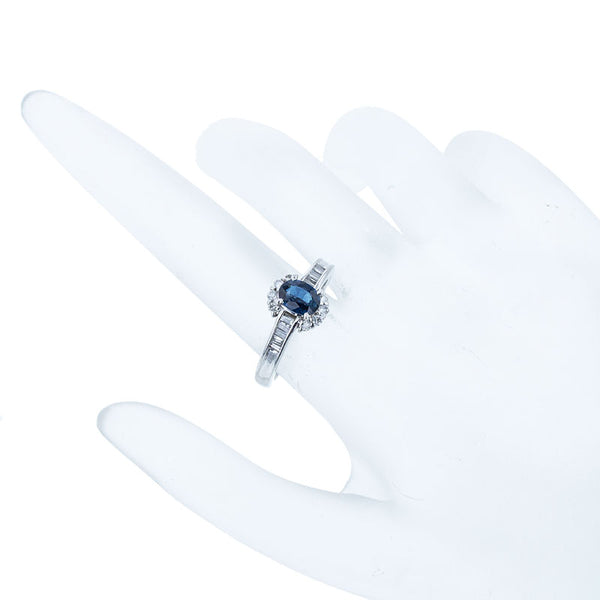 Pt900 プラチナ サファイア0.88ct ダイヤ0.40ct リング 指輪 レディース 14号 【中古】