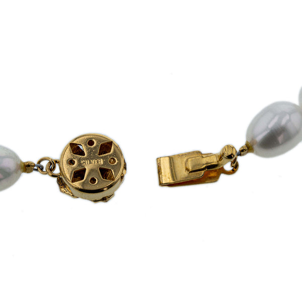 メッキ 淡水パール8mm×11mm ネックレス レディース 【中古】