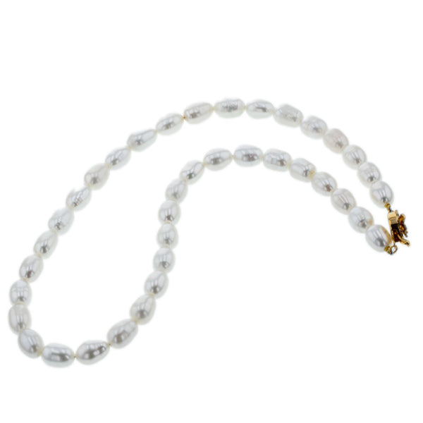 メッキ 淡水パール8mm×11mm ネックレス レディース 【中古】