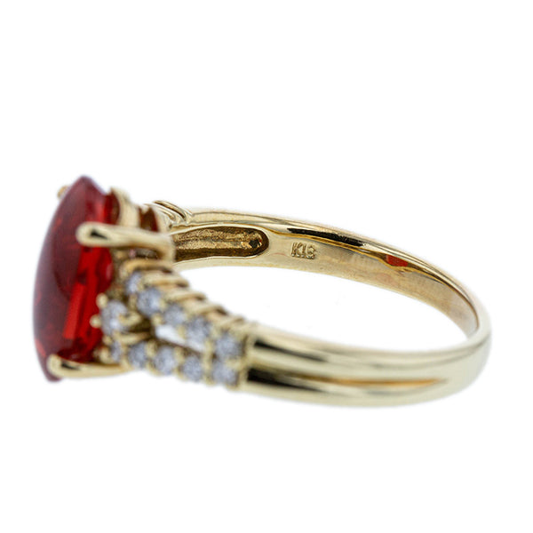 K18YG イエローゴールド ファイヤーオパール1.79ct ダイヤ0.33ct リング 指輪 レディース 15号 【中古】