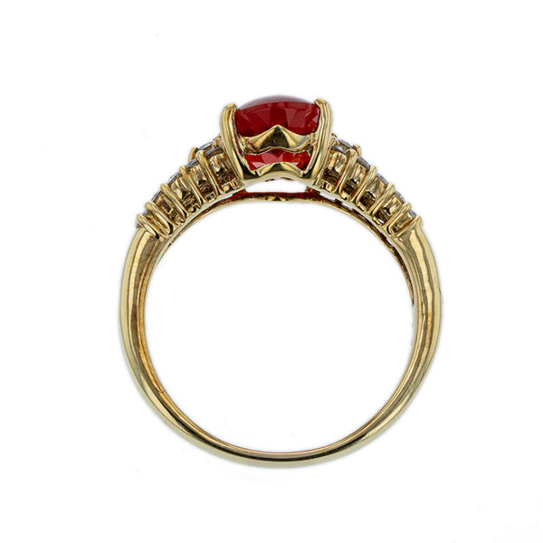 K18YG イエローゴールド ファイヤーオパール1.79ct ダイヤ0.33ct リング 指輪 レディース 15号 【中古】