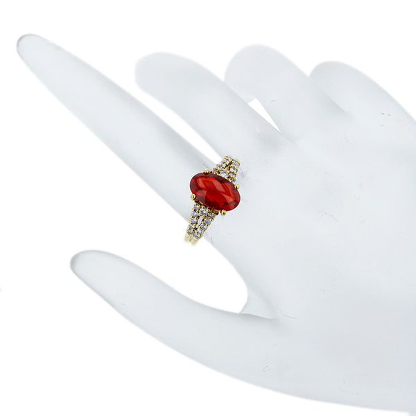 K18YG イエローゴールド ファイヤーオパール1.79ct ダイヤ0.33ct リング 指輪 レディース 15号 【中古】