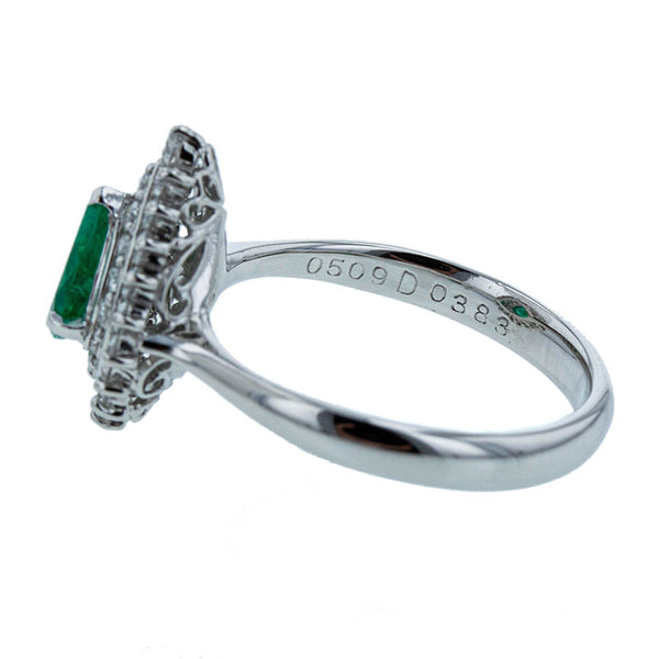 Pt900 プラチナ エメラルド0.509ct ダイヤ0.383ct リング 指輪 レディース 10.5号 【中古】
