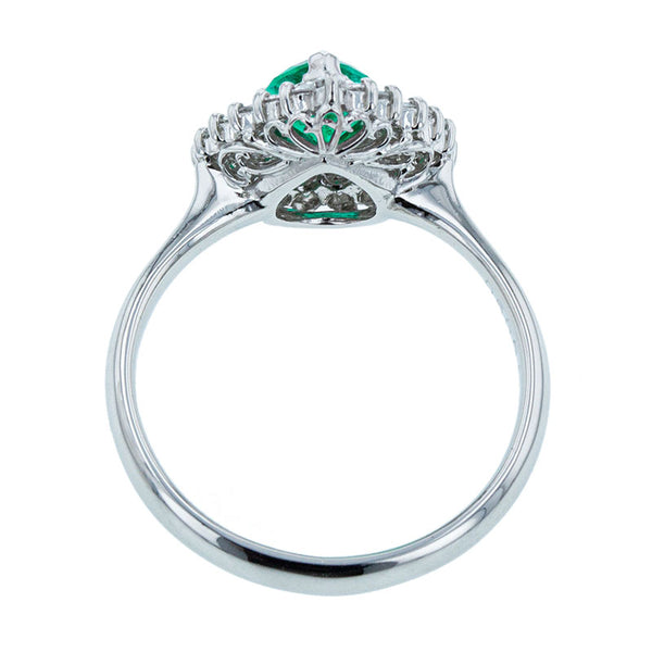 Pt900 プラチナ エメラルド0.509ct ダイヤ0.383ct リング 指輪 レディース 10.5号 【中古】