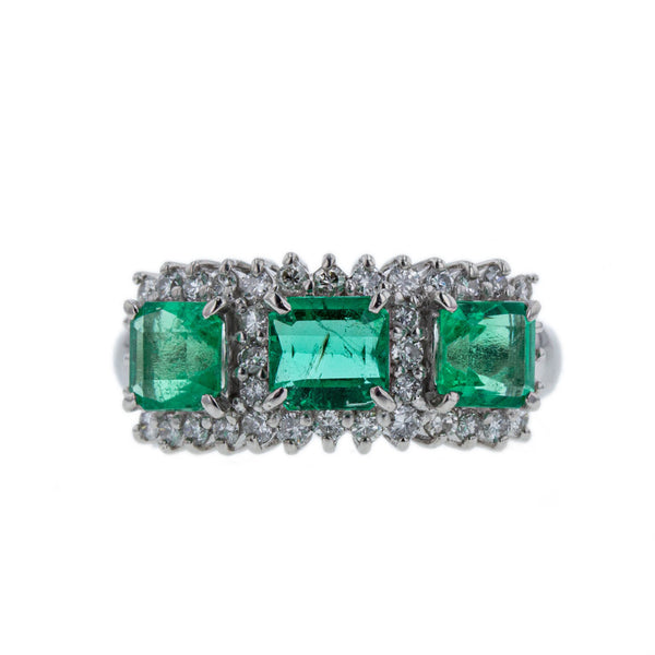 Pt900 プラチナ エメラルド1.61ct ダイヤ0.48ct リング 指輪 レディース 12.5号 【中古】