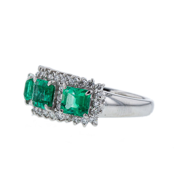 Pt900 プラチナ エメラルド1.61ct ダイヤ0.48ct リング 指輪 レディース 12.5号 【中古】