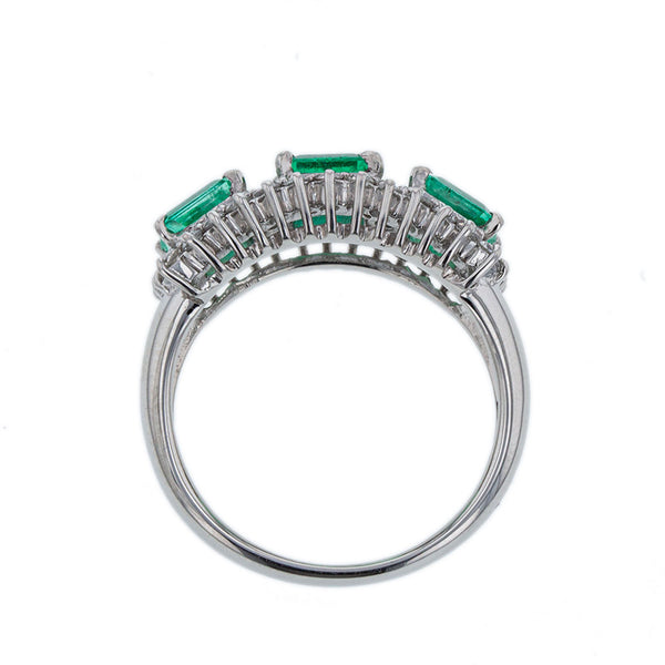 Pt900 プラチナ エメラルド1.61ct ダイヤ0.48ct リング 指輪 レディース 12.5号 【中古】