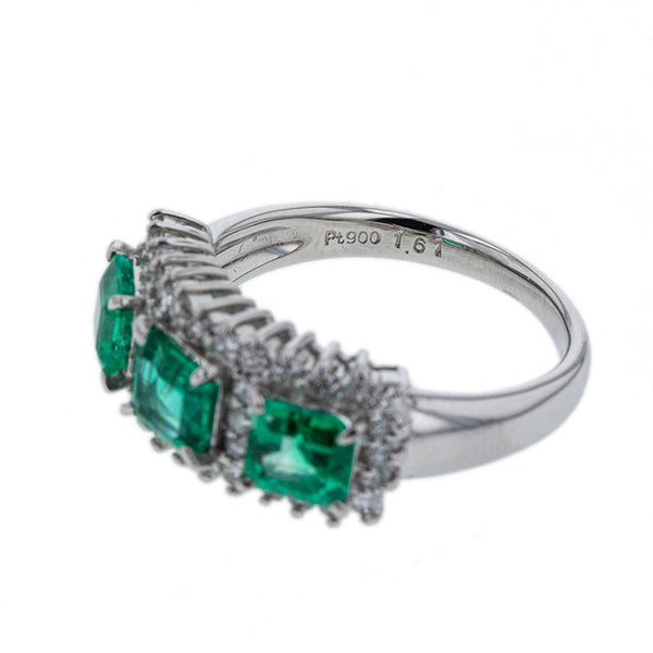 Pt900 プラチナ エメラルド1.61ct ダイヤ0.48ct リング 指輪 レディース 12.5号 【中古】