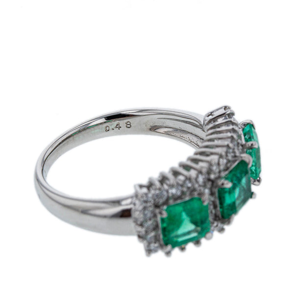 Pt900 プラチナ エメラルド1.61ct ダイヤ0.48ct リング 指輪 レディース 12.5号 【中古】