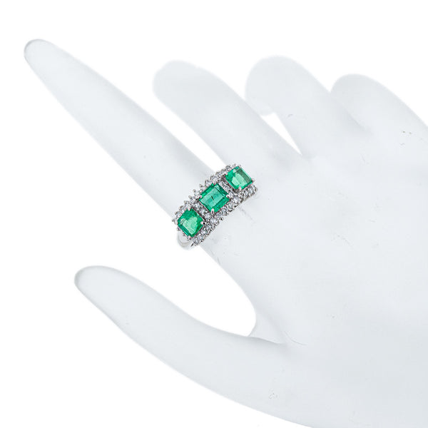 Pt900 プラチナ エメラルド1.61ct ダイヤ0.48ct リング 指輪 レディース 12.5号 【中古】