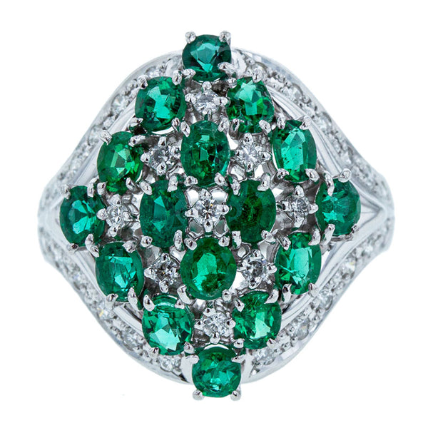 Pt900 プラチナ エメラルド1.68ct ダイヤ0.34ct リング 指輪 レディース 11.5号 【中古】