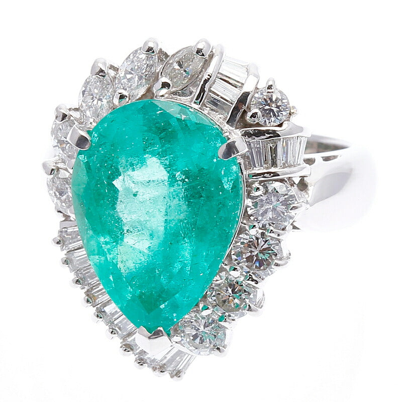 Pt900 プラチナ エメラルド6.96ct ダイヤ1.62ct リング 指輪 レディース 14.5号 新品