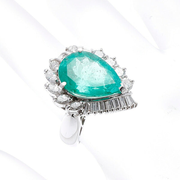 Pt900 プラチナ エメラルド6.96ct ダイヤ1.62ct リング 指輪 レディース 14.5号 新品