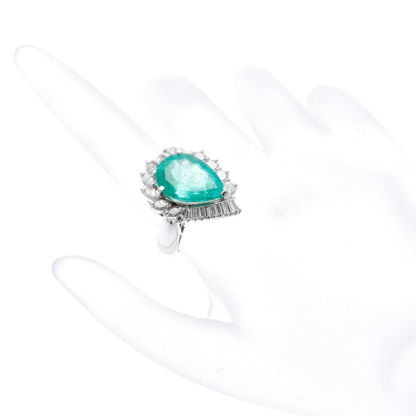 Pt900 プラチナ エメラルド6.96ct ダイヤ1.62ct リング 指輪 レディース 14.5号 新品