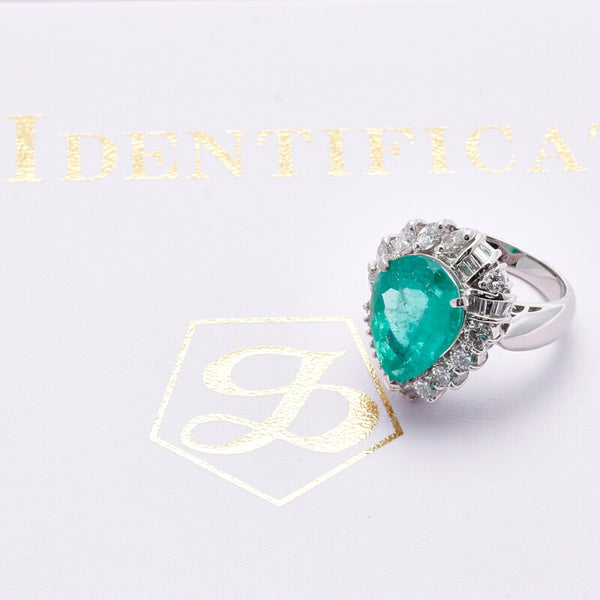 Pt900 プラチナ エメラルド6.96ct ダイヤ1.62ct リング 指輪 レディース 14.5号 新品