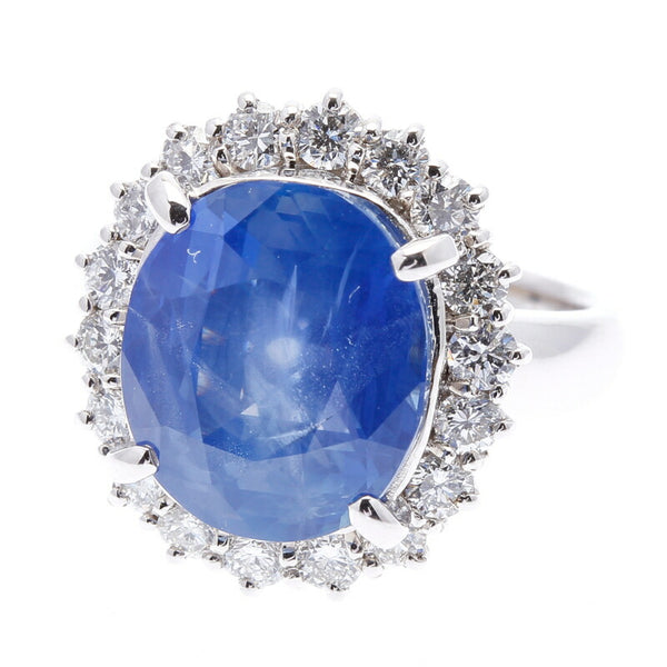Pt900 プラチナ 非加熱 サファイア10.07ct ダイヤ1.05ct リング 指輪 レディース 13号 中古