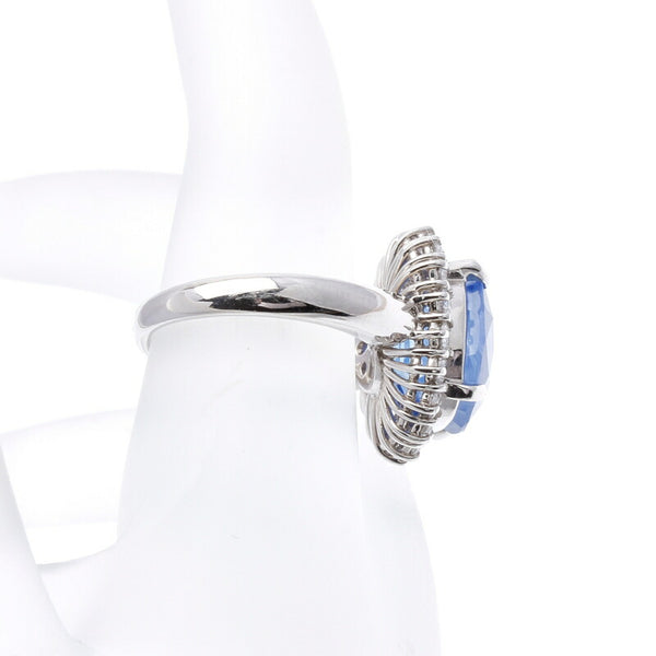Pt900 プラチナ 非加熱 サファイア10.07ct ダイヤ1.05ct リング 指輪 レディース 13号 中古