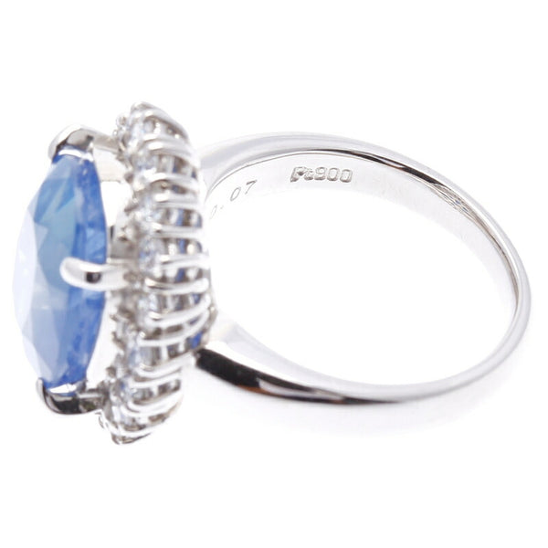 Pt900 プラチナ 非加熱 サファイア10.07ct ダイヤ1.05ct リング 指輪 レディース 13号 中古