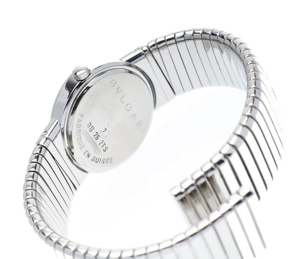 ブルガリ ブルガリブルガリ バングルウォッチ BB 26 2TS シルバー 腕時計 レディース BVLGARI クオーツ ブラック文字盤 中古