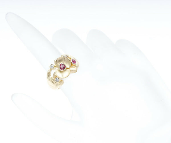 K18YG イエローゴールド ルビー0.42ct ダイヤ0.14ct リング 指輪 レディース 12.5号 中古