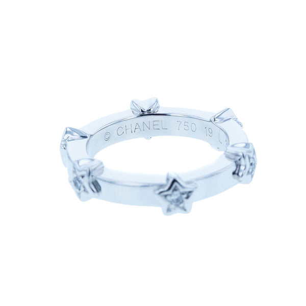 シャネル K18WG ホワイトゴールド コメット スター ダイヤ6P リング 指輪 レディース CHANEL 8号 【中古】