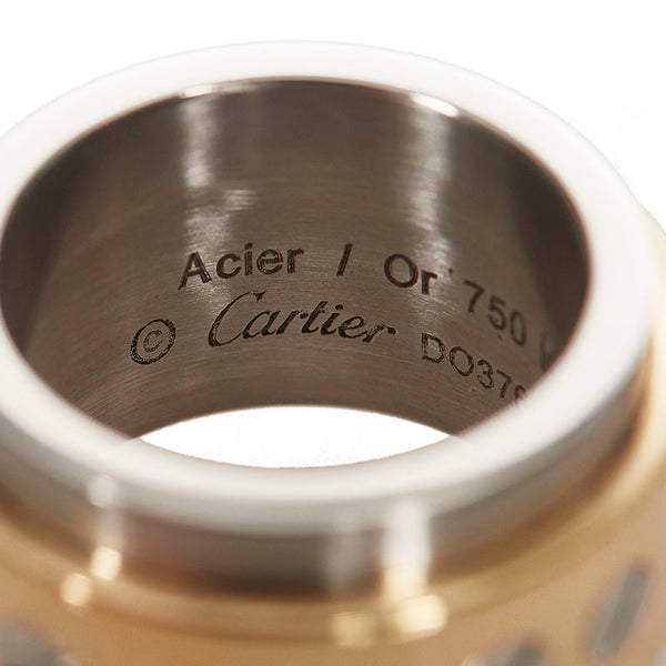 カルティエ K18YG イエローゴールド ステンレス サントス100　 リング 指輪 レディース CARTIER 7号 750 ＃47刻印 【中古】