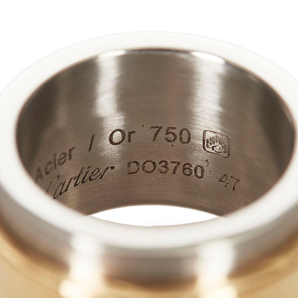 カルティエ K18YG イエローゴールド ステンレス サントス100　 リング 指輪 レディース CARTIER 7号 750 ＃47刻印 【中古】