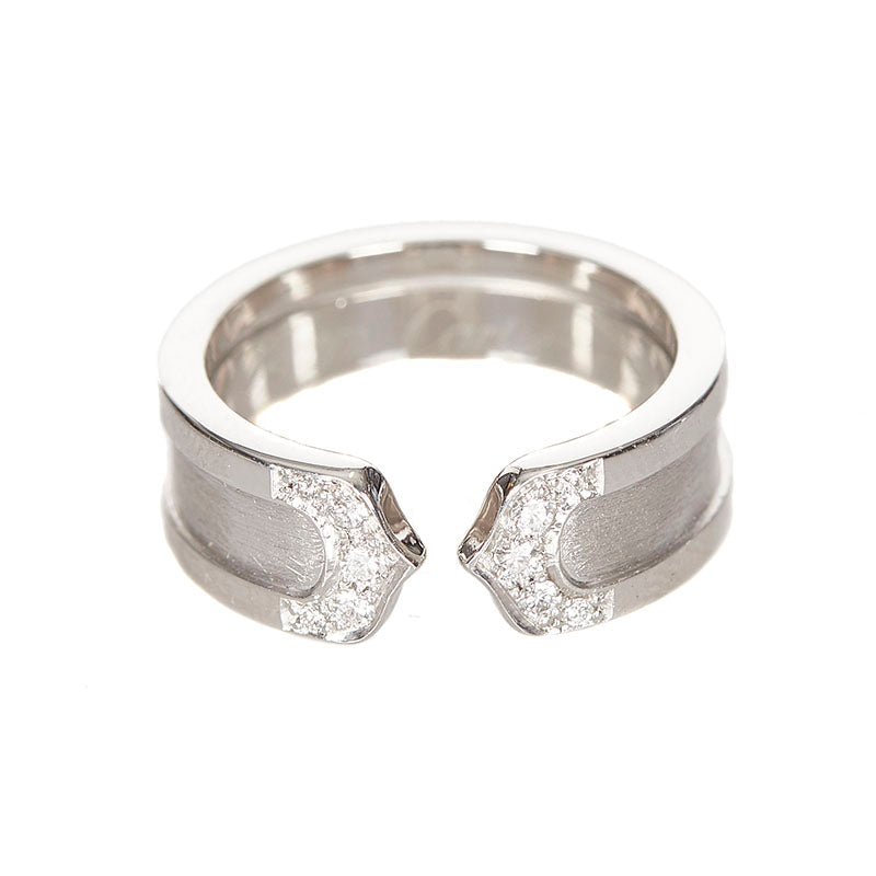 カルティエ K18WG ホワイトゴールド 2C　ダイヤ リング 指輪 レディース CARTIER 8号 750 　＃48刻印 【中古】