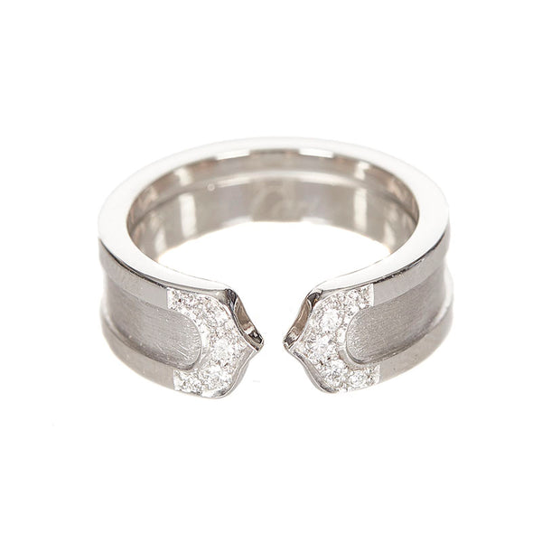 カルティエ K18WG ホワイトゴールド 2C　ダイヤ リング 指輪 レディース CARTIER 8号 750 　＃48刻印 【中古】