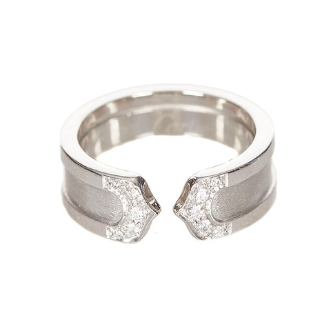 カルティエ K18WG ホワイトゴールド 2C　ダイヤ リング 指輪 レディース CARTIER 8号 750 　＃48刻印 【中古】