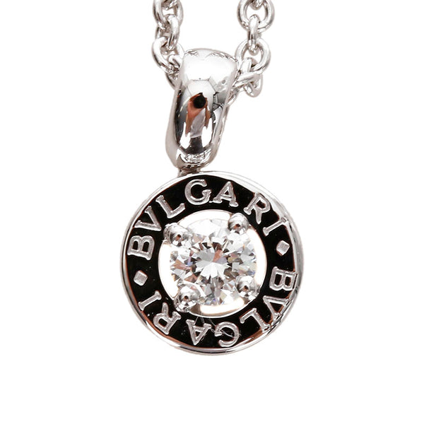 ブルガリ シルバー K18WG ホワイトゴールド ダイヤ 1Pダイヤ　 ネックレス レディース BVLGARI 【中古】
